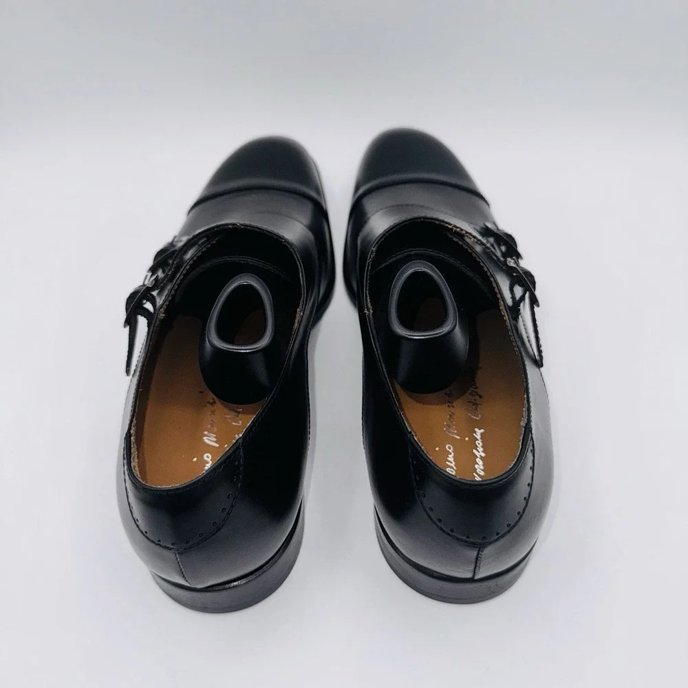 Antonio Maurizi Double‎ Monk Strap Oxfords Men's Size 9 EU 42 Black Leather